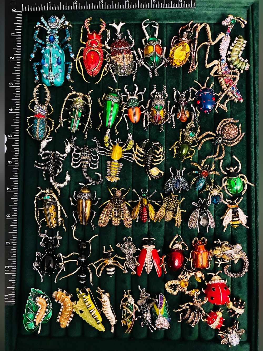 Lot of 52 Insect Bug Brooches Rhinestone Enamel Beetle Mantis Collection
